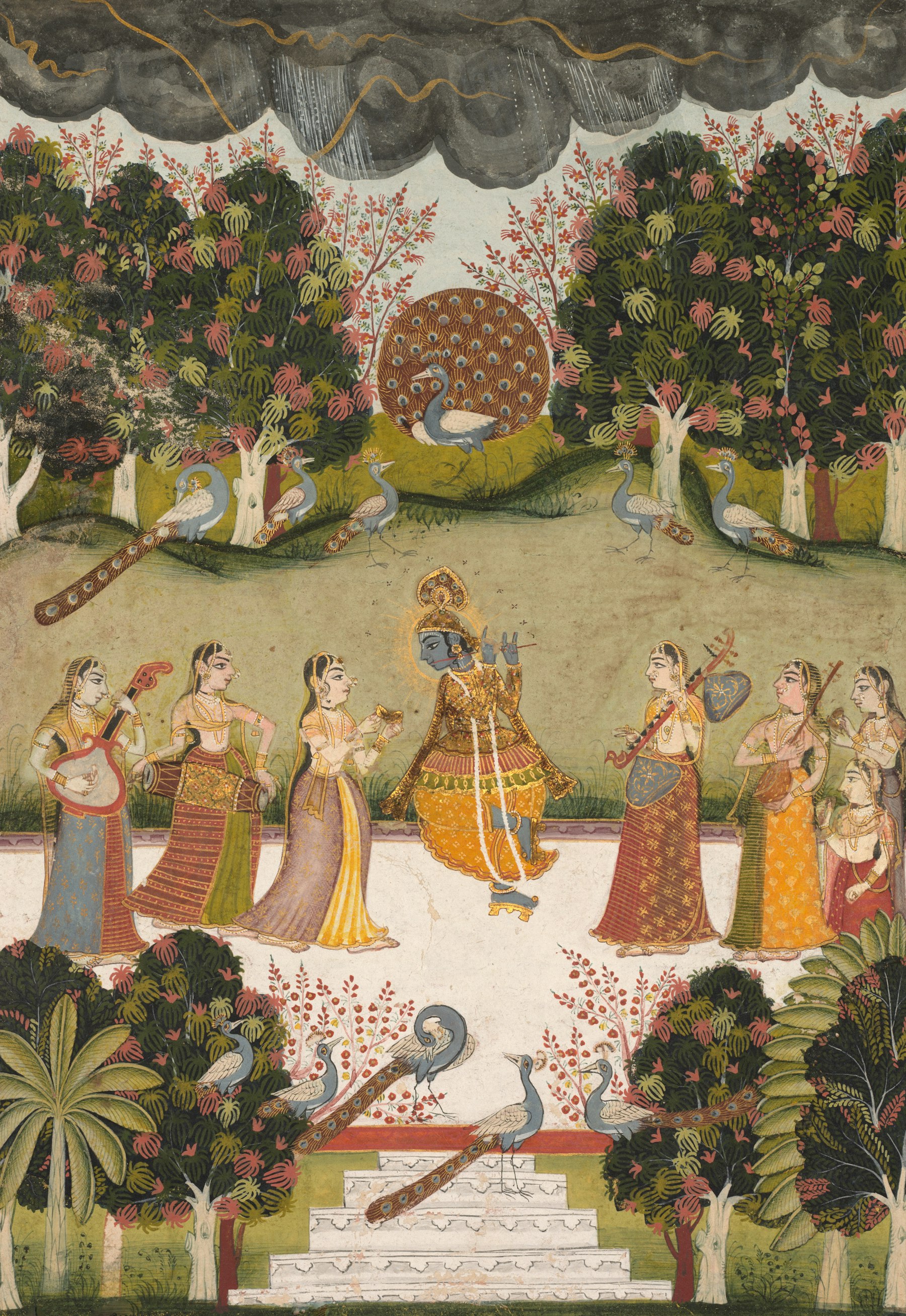 Traditional Indian painting of Krishna's Raas Leela